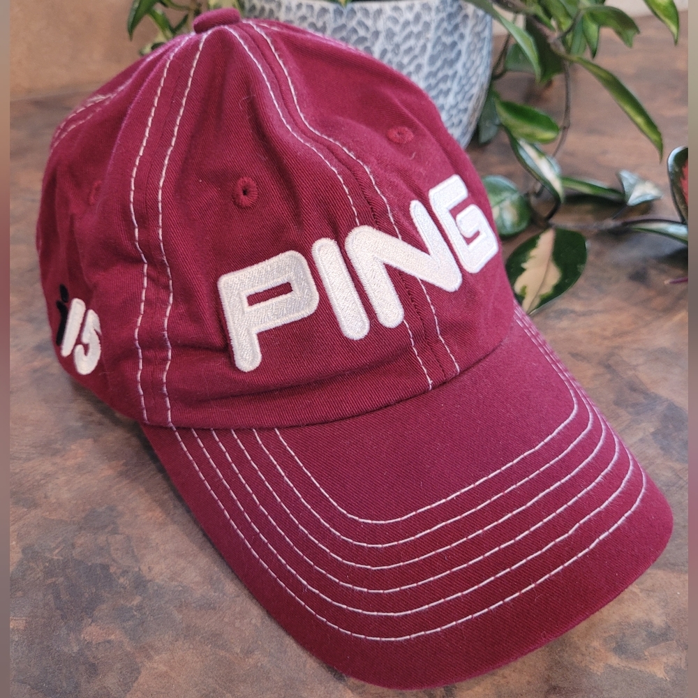 PING Curved Brim, Embroidered Ballcap, Adjustable Buckle Strap